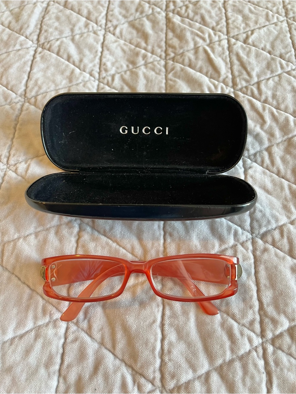 Vintage Gucci GG3021 0LPG Opal Coral Rectangular Glasses Frames Italy Rare - Picture 2 of 9